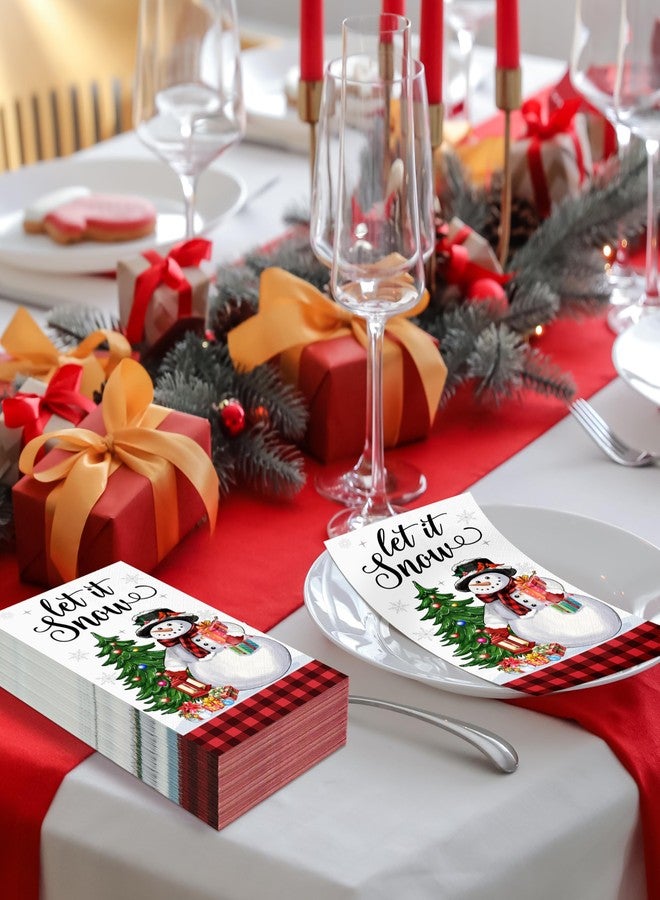 Fayoo 100Pcs Christmas Snowman Paper Napkins -Disposable Decorative Guest Napkins for Christmas Dinner Party Supplies (7.87 x 4.3 lnch) - Image 4